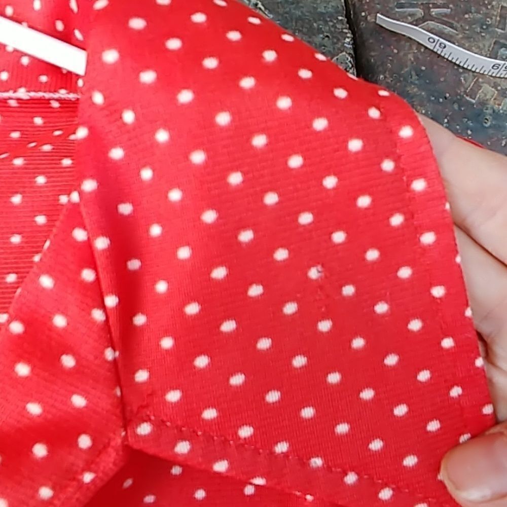 Vintage 60s Red White Polka Dot Short Sleeve Shirt - Picture 5 of 5